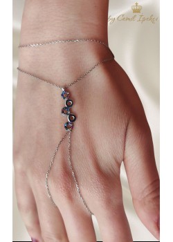 Renkli Taşlarla Süslü Yuvarlak Motif Gümüş Şahmeran 