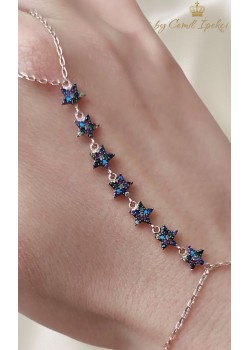 Renkli Taşlarla Süslü Yıldız Motif Gümüş Şahmeran 