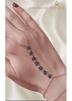 Renkli Taşlarla Süslü Yıldız Motif Gümüş Şahmeran 