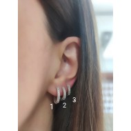 2 numara baget taşlı gümüş halka küpe çifti