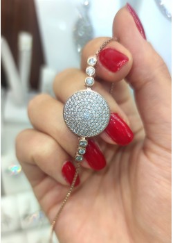 Yuvarlak motif taşlı gümüş bileklik
