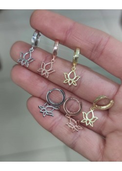 Lotus çiçeği motif gümüş küpe çifti serisi