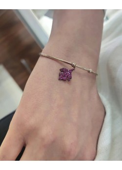 Çınar ağacı yaprağı motif yakut taşlı gümüş bilezik
